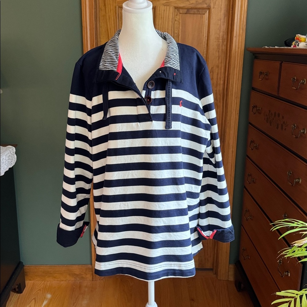 Joules Navy & White Striped Nautical Heavyweight Pullover